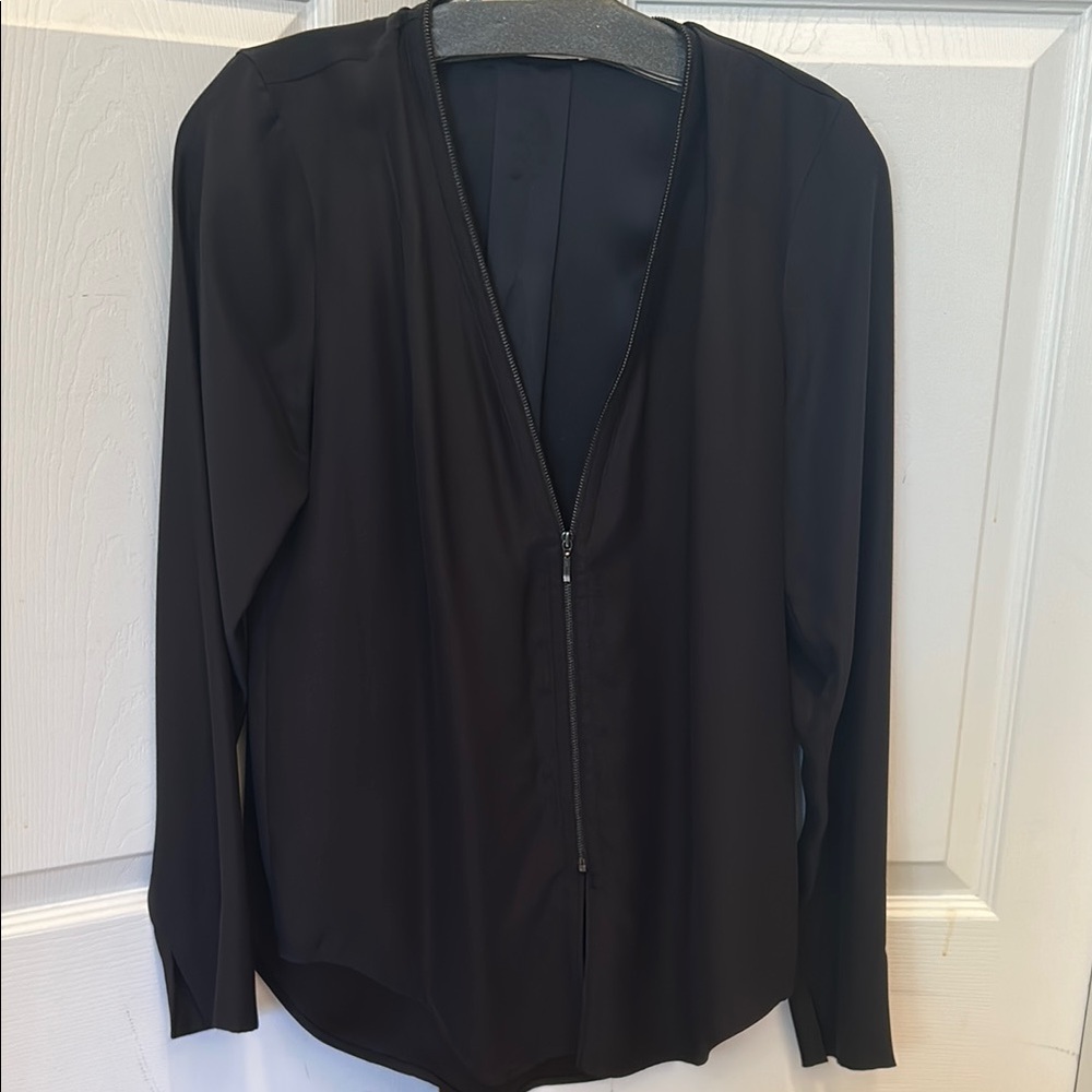 Elaine Kim black silk zippered blouse size small